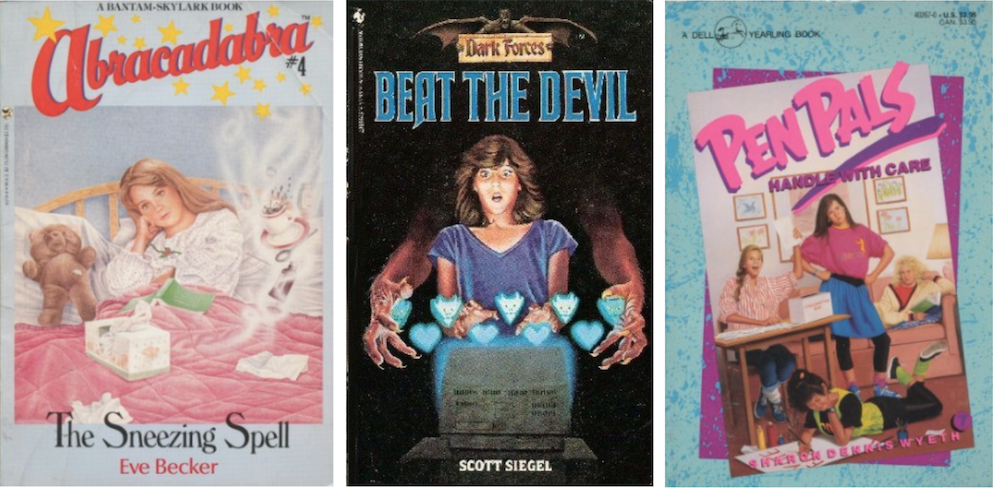 Left to right: "Abracadabra #4: The Sneezing Spell" by Eve Becker; "Dark Forces: Beat the Devil" by Scott Siegel; "Pen Pals #7: Handle With Care" by Sharon Dennis Wyeth.