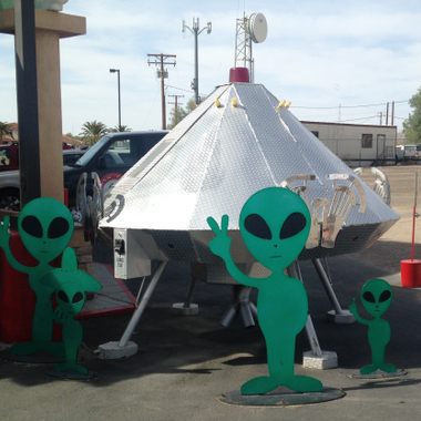 Aliens welcome visitors to the jerky mothership