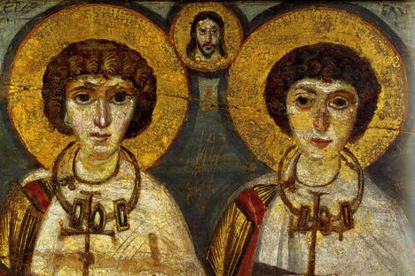 This image, of the 7th century saints Sergius and Bacchus, was considered by the historian John Boswell to be a depiction of an example of an early Christian same-sex union.