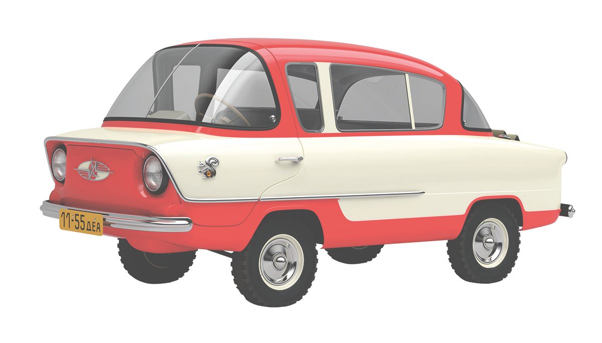 Belka A50 (Squirrel) compact car project, prototype designed by Yuri Dolmatovsky, Vladimir Aryamov, Zeyvang K, K. Korzinkin and A. Oksentevich, 1955-56.