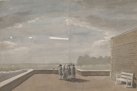 The Meteor of August 18, 1783, as seen from the East Angle of the North Terrace, Windsor Castle, by Paul Sandby. 