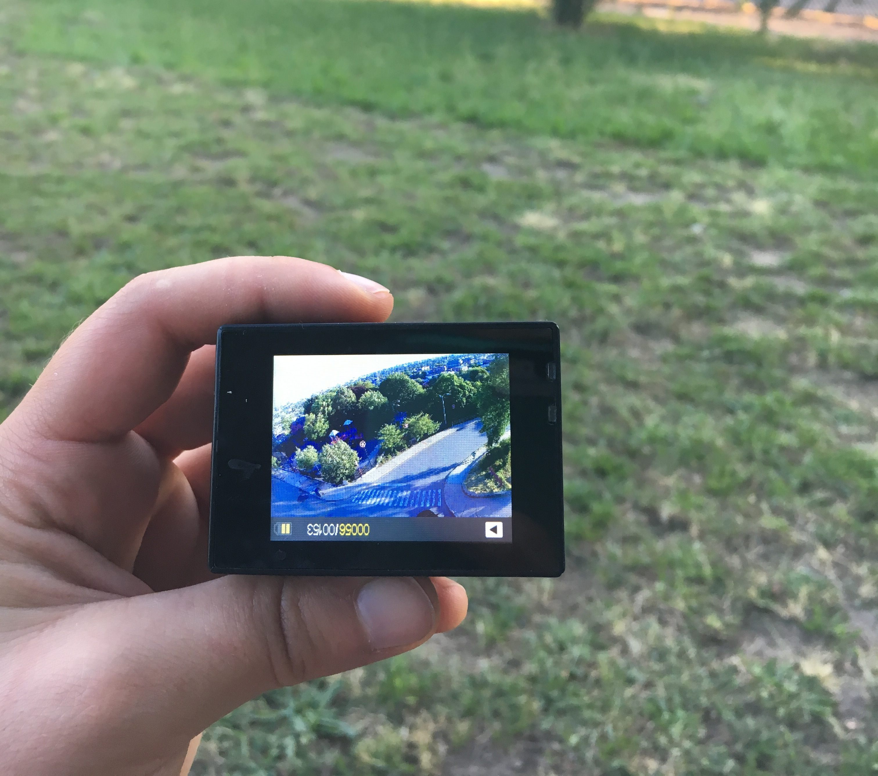 The (upside-down) camera, post-flight.