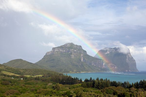 A rainbow over Lord Howe Island.