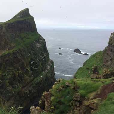 Cliffs at the Mykines Lighthouse.