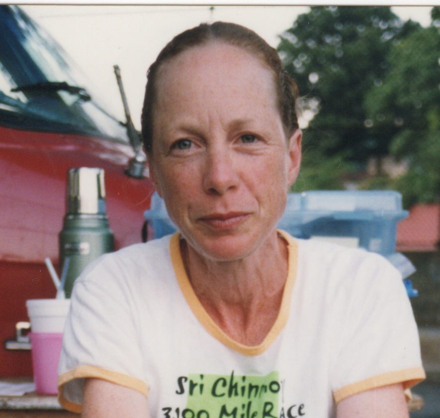 Suprabha Beckjord, on Day 43 of 2003's 3100-mile race.