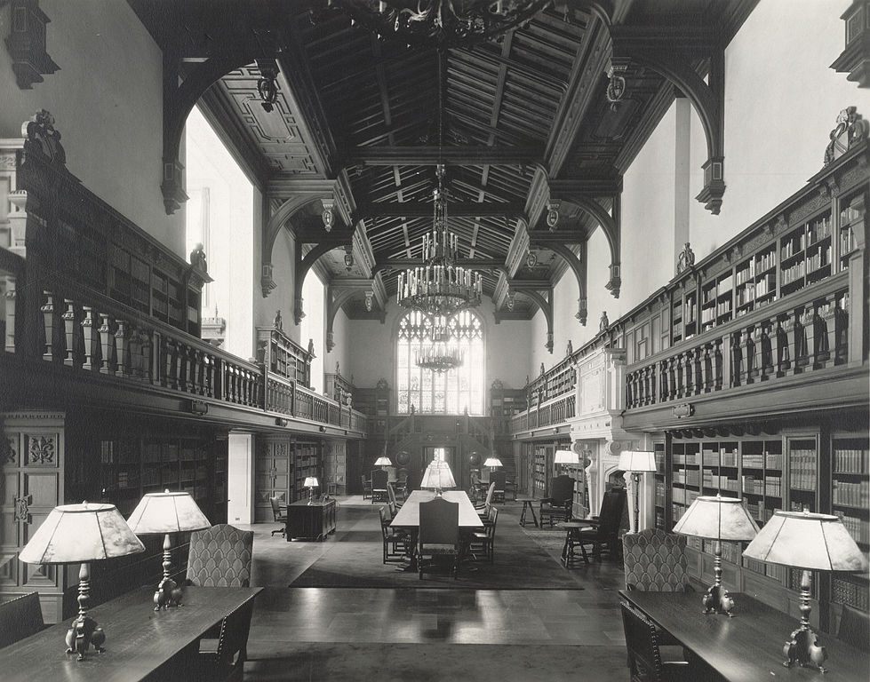 Inside the Folger Shakespeare Library, Washington, D.C., c. 1940s.