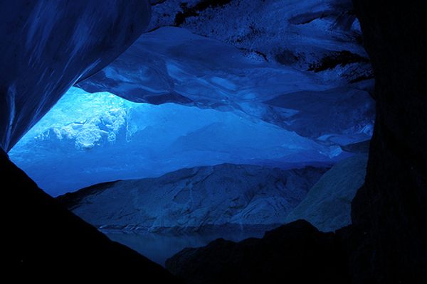 Glacier cave underneath the Nigardsbreen, Jostedalsbreen, Norway.