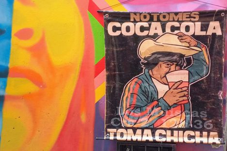 Street art advertising locally brewed chicha.