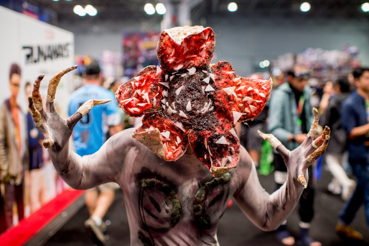 Fans of the Netflix show <i>Stranger Things</i> have donned Demogorgon costumes, like this one seen at New York Comic Con in 2017.