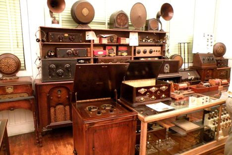 A display of historical radio technology.