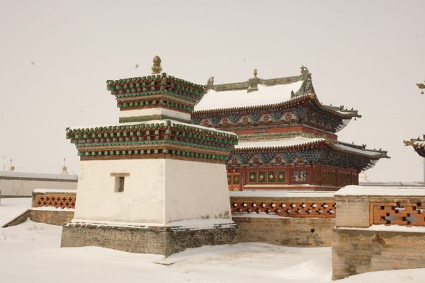 Temple at Erdene Zuu in winter.