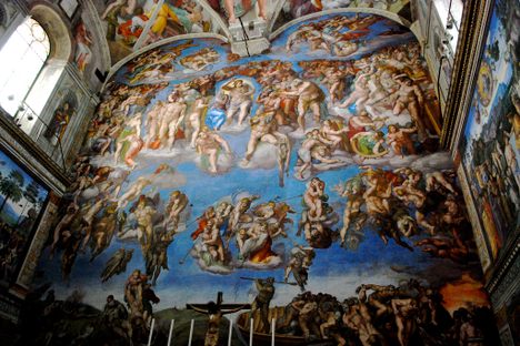 The concert took place in front of Michelangelo's "The Last Judgment."