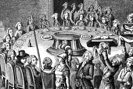 At Grimod's first dinner party, he placed a coffin stand on the table and lit the room with 365 lamps—at his parents' expense.
