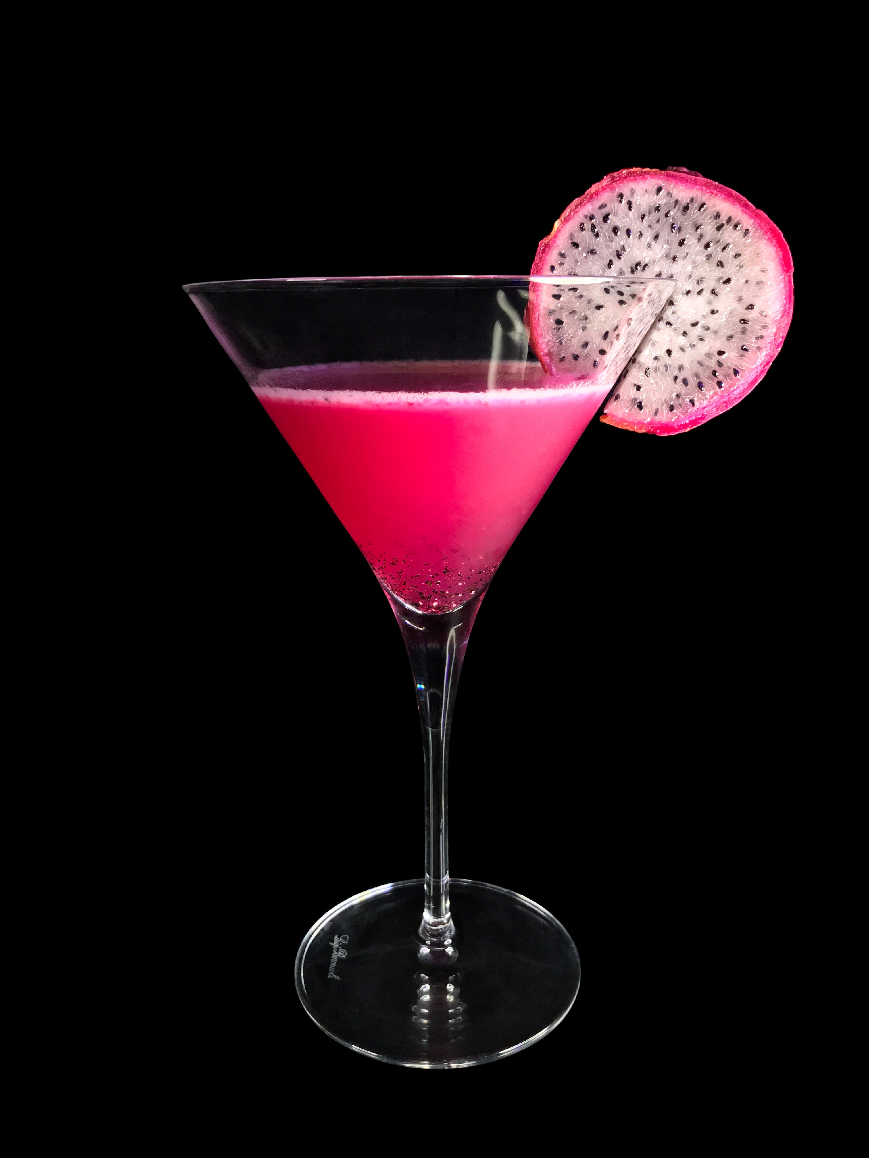 The <em>Yi qi</em> lychee martini, made with Red Bull, commemorates a dinosaur with bat-like wings.