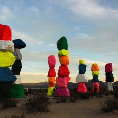 Seven Magic Mountains at sunset