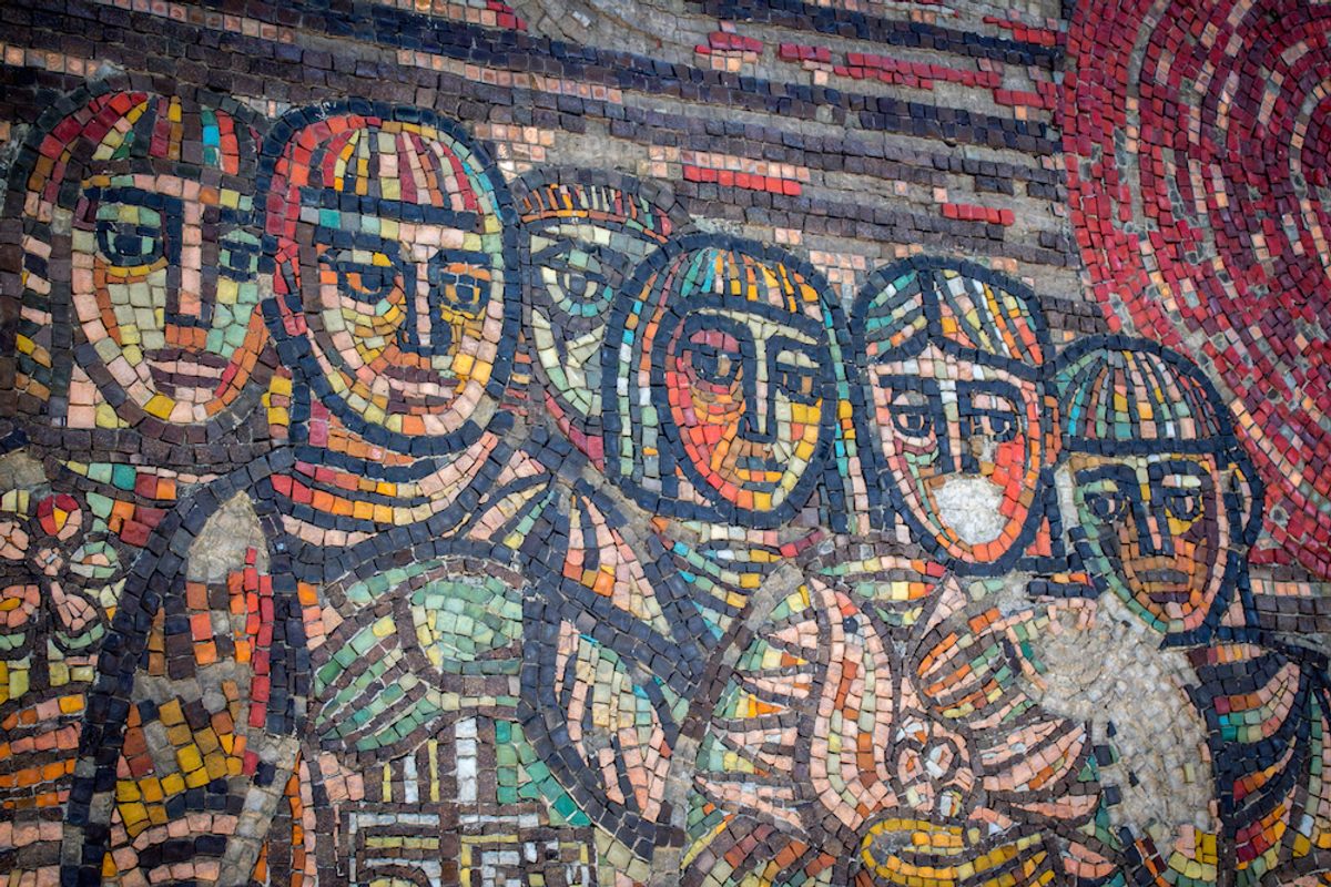 A close-up look at one of the mosaics.