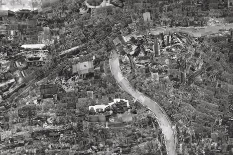 Shanghai, a diorama map comprised of tiny contact print photographs.