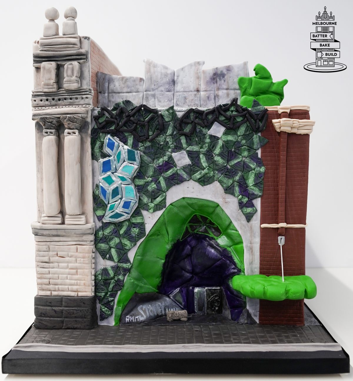 Different architectural styles can coexist peacefully within a single cake.