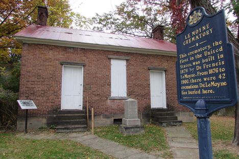 LeMoyne's crematory, with state historical marker