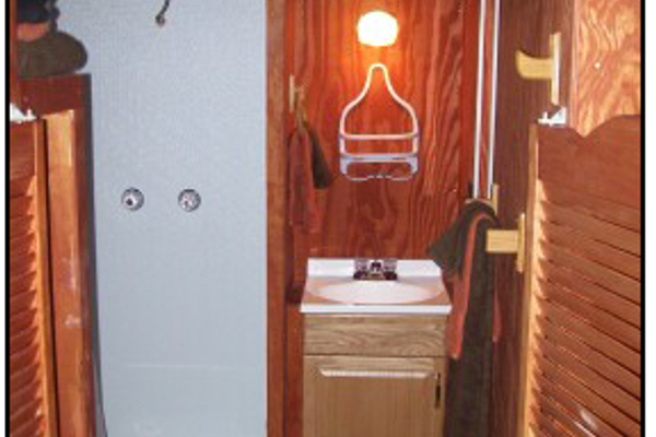 The small bathroom.