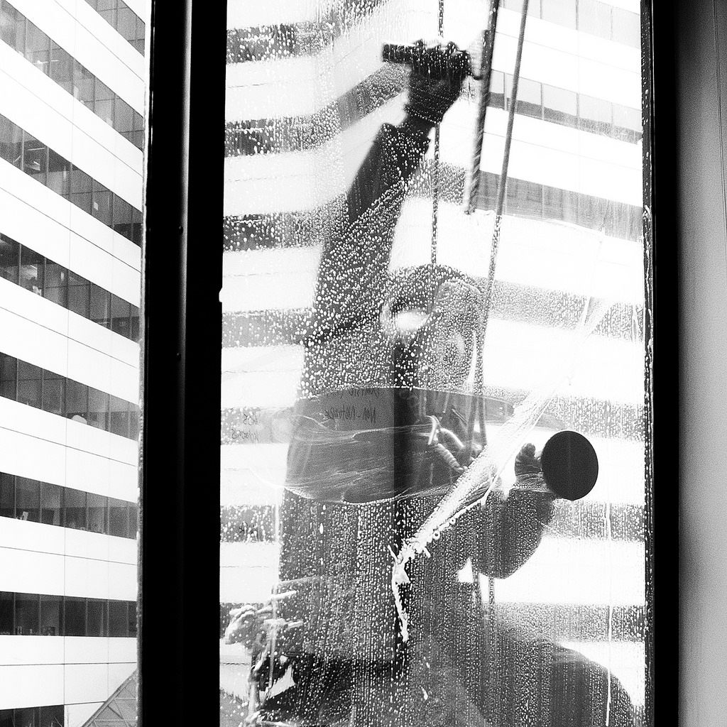 A squeegee in action.