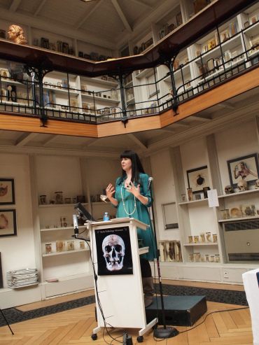 Death Salon co-founder Caitlin Doughty gives a keynote talk at Death Salon UK, at the St Barts Pathology Museum 