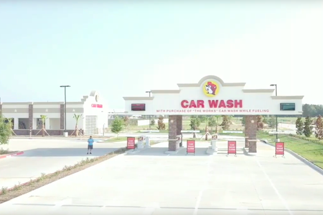 Aerial view of car wash