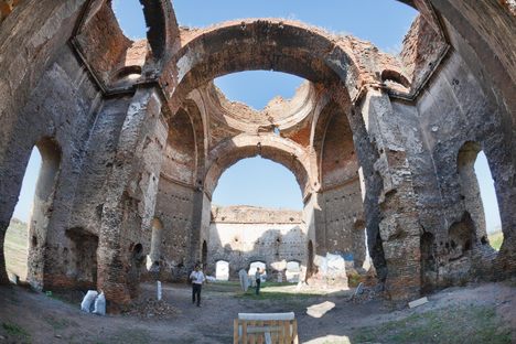 Visitors can stroll through the remnants of the grand halsl.