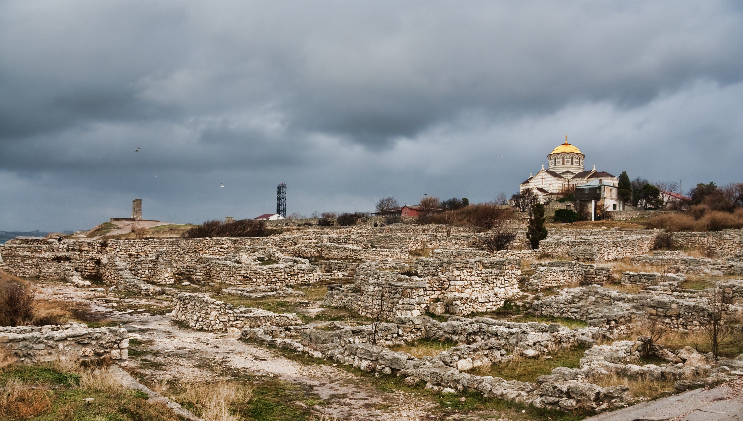 St. Vladimir's Cathedral overlooks the extensive excavations of Chersonesus, on the Crimean Peninsula.