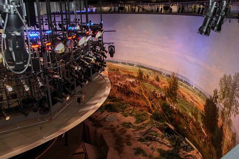 Shown from above, the Cyclorama is a 500-foot-long, immersive painting of PIckett’s Charge.