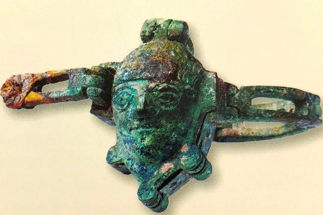 An original puzzle lock discovered in the Rhine River in Germany. 