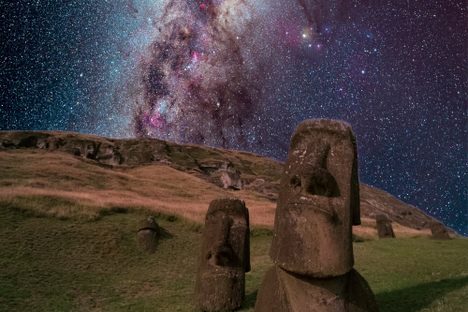 Our first place winner is Abdul Dremali's photograph of the Milky Way with moai figures on Easter Island, Chile! 