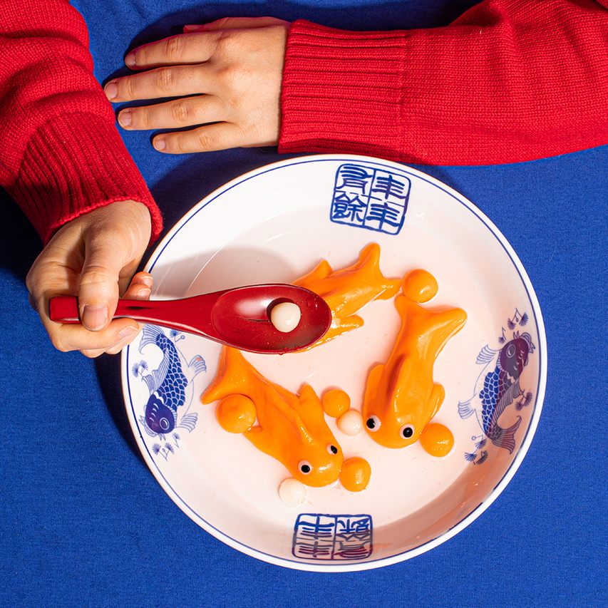 This simple, sweet dessert can be transformed into a bowl of swimming fish.