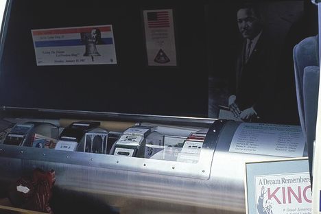 The aluminum time capsule was buried under Freedom Plaza in 1988.