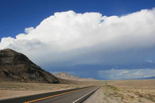 US 6, looking east to a squall, just west of Warm Springs.