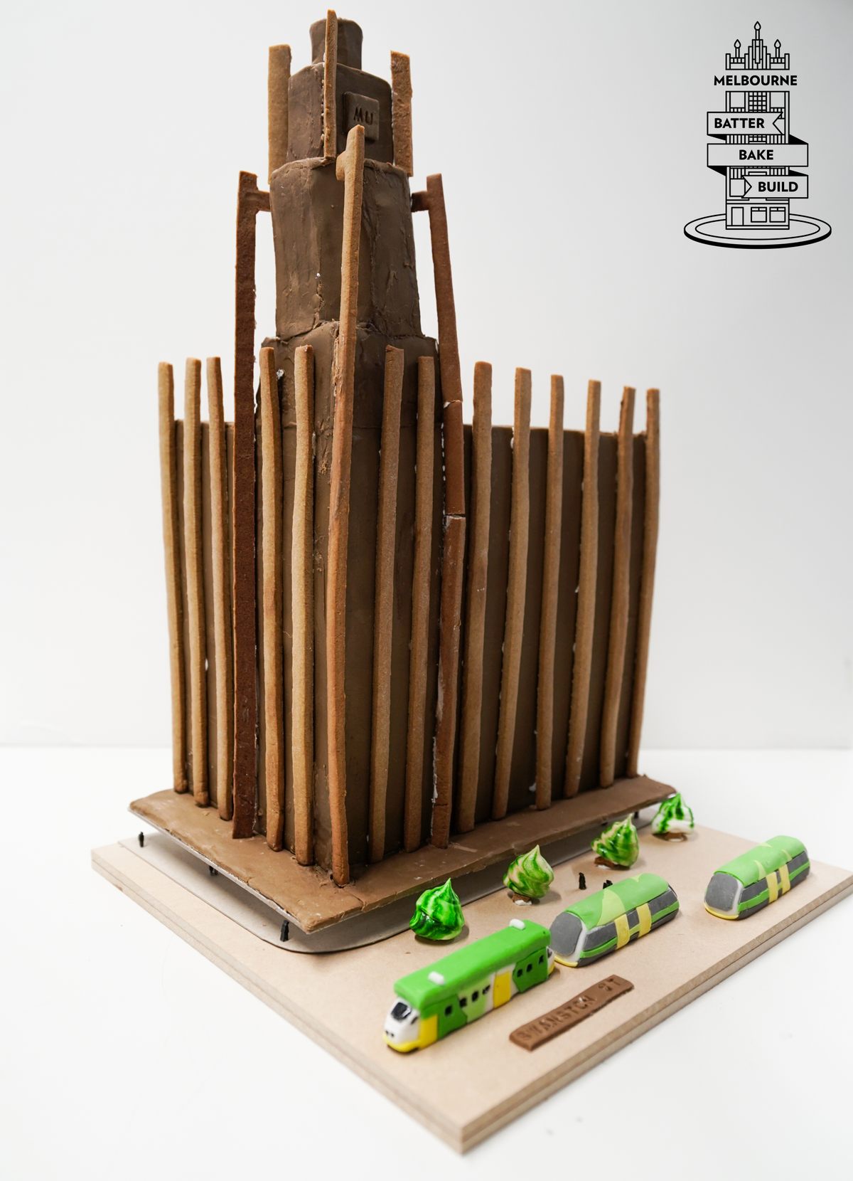 A 12-story building and a cake with almost as many flavors.