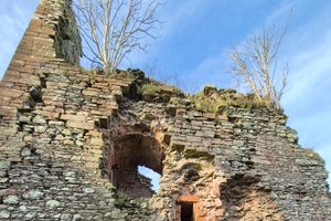 The basement and first floor hall of this tower. It appears that the original entrance was on the first floor.