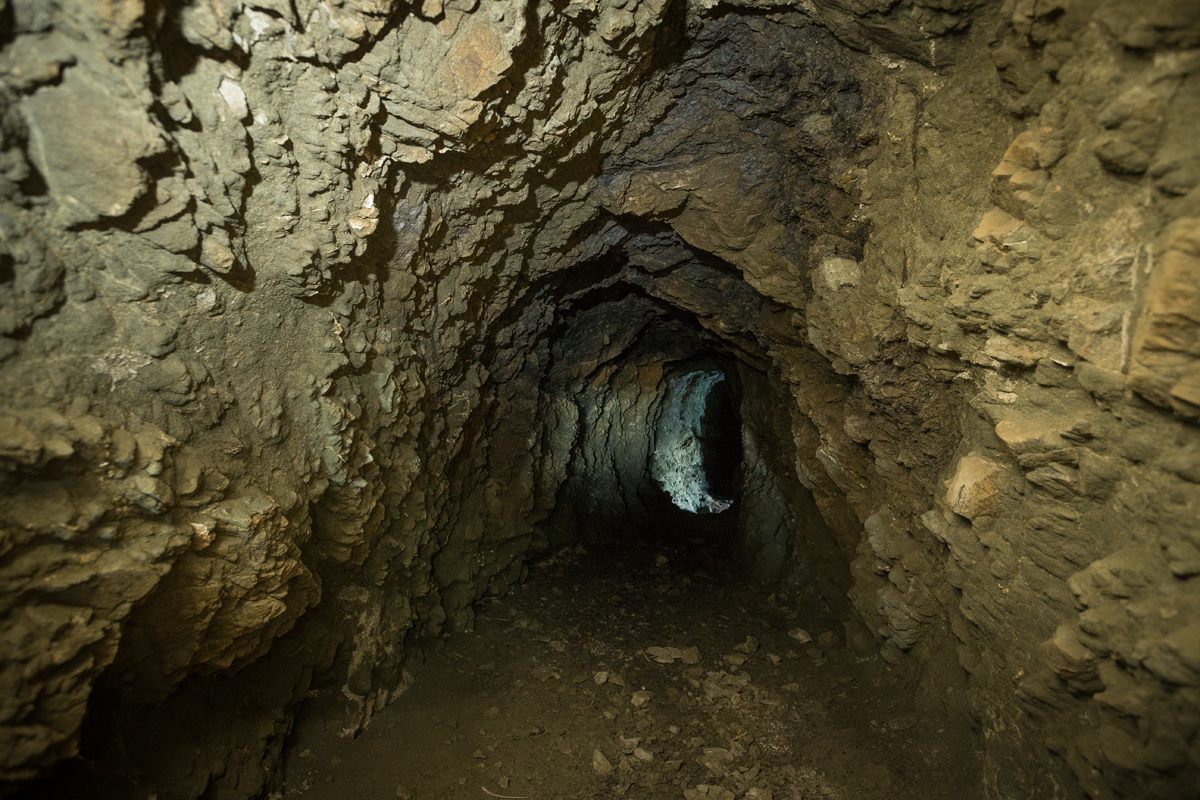 Looking west toward the cave.