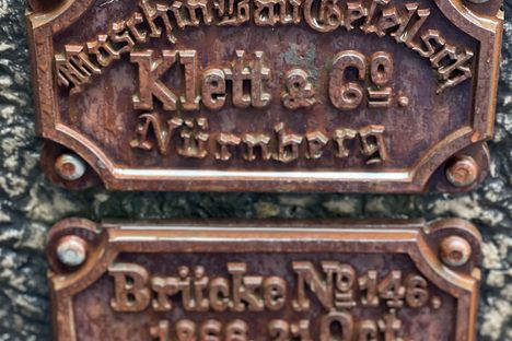 Constructor’s nameplate on bridge’s foundation