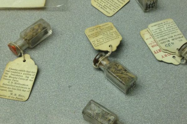 Tiny bits of the survivor's cabin were sold as souvenirs in the years after the Donner Party