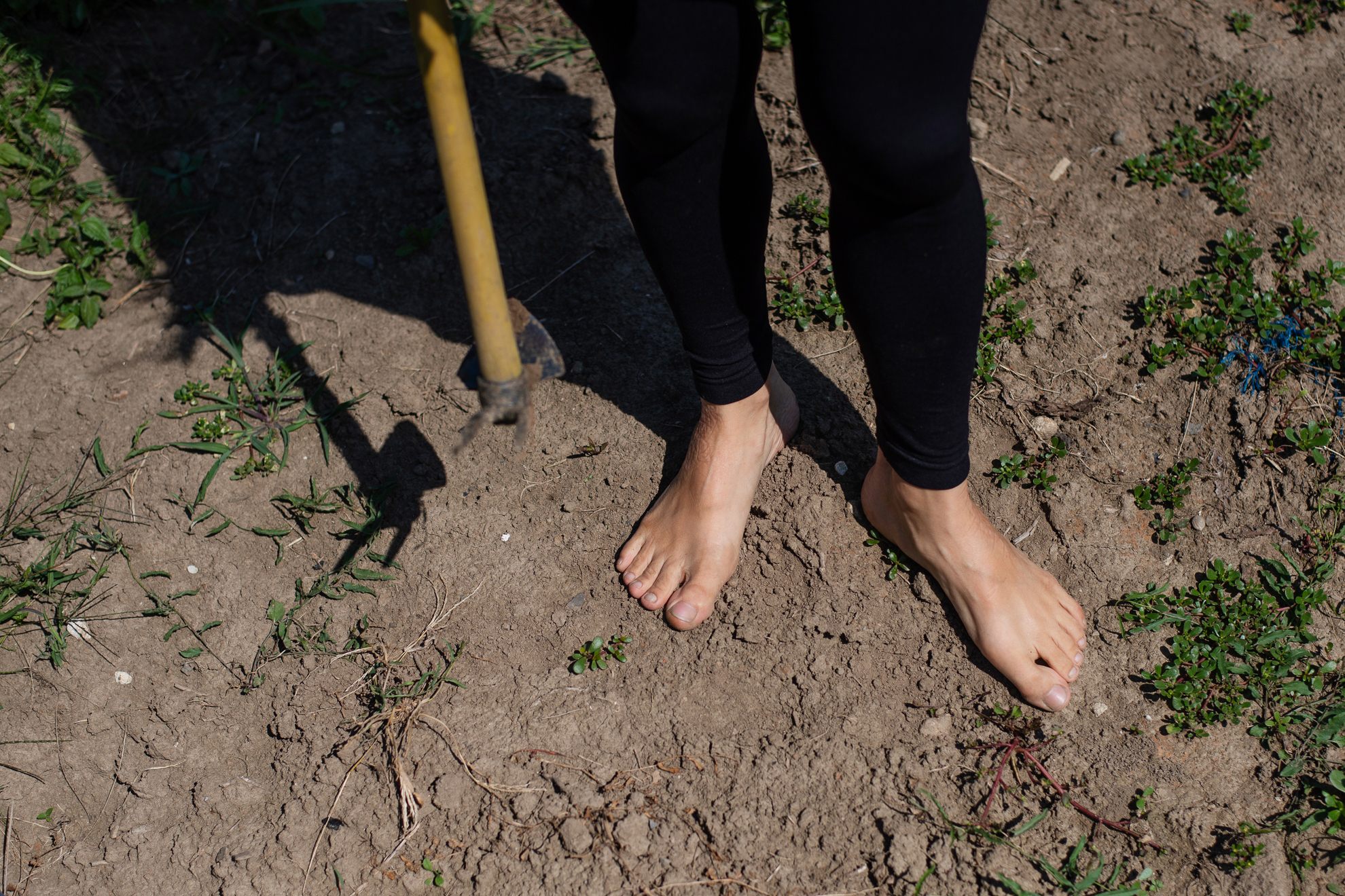 Katja likes to forage barefoot.