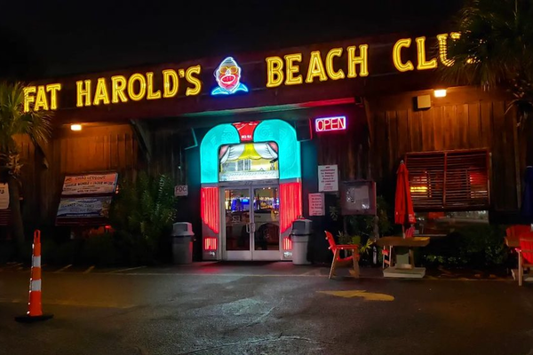 Outside the historic Fat Harold’s Beach Club. 