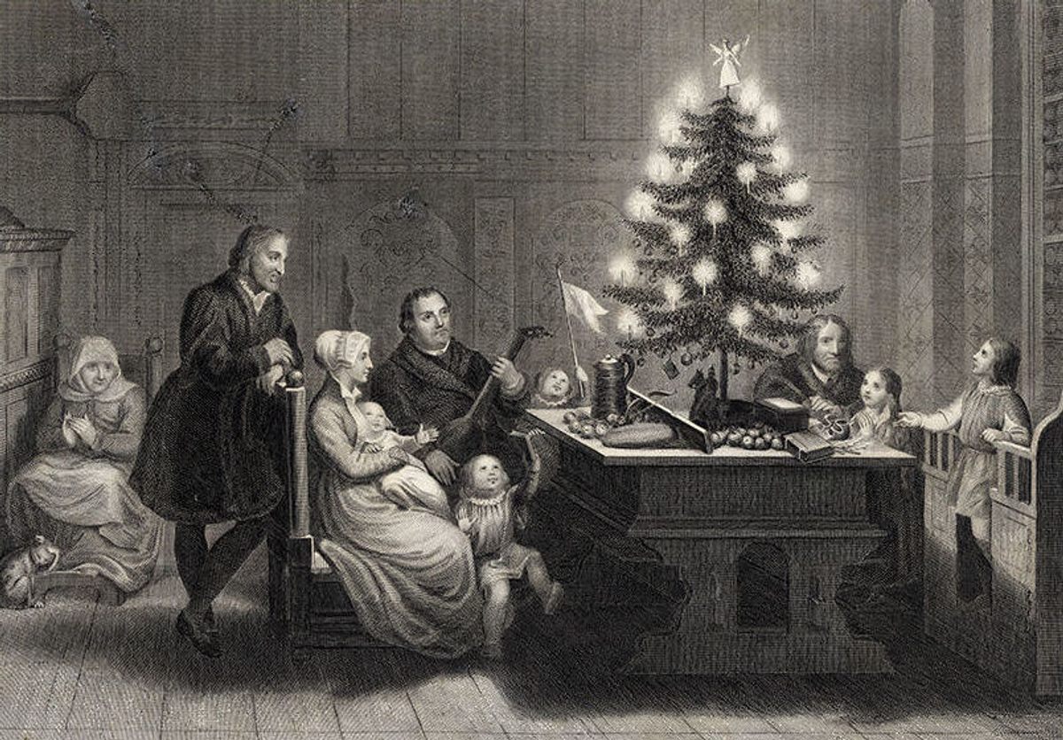 German Protestants sought to replace ornate Nativity scenes with the simpler tree. 