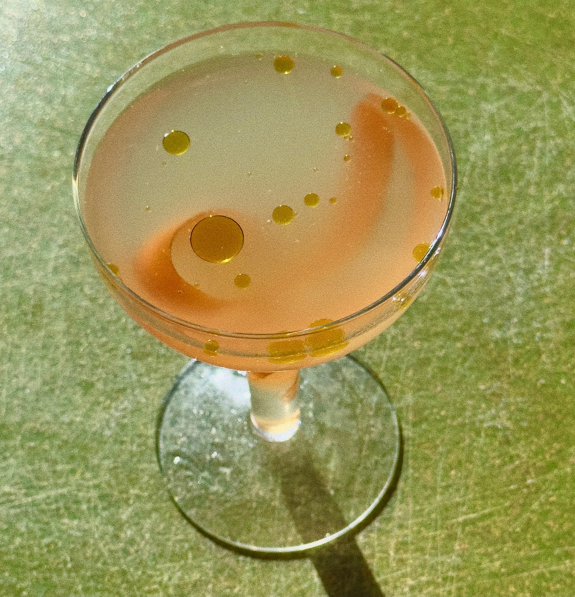 A Chicken Soup Martini, served up.