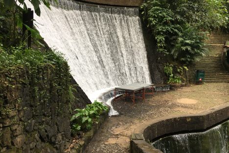 The park's waterfalls include both natural and human-made examples.