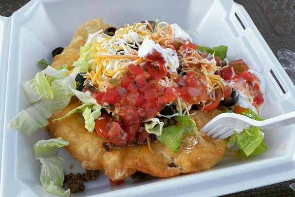 An Indian taco on frybread.