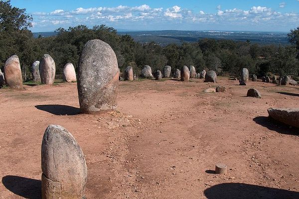 Standing in the middle of Almendres Cromlech