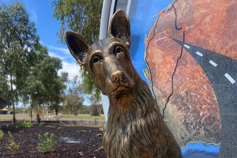 Red Dog Sculpture