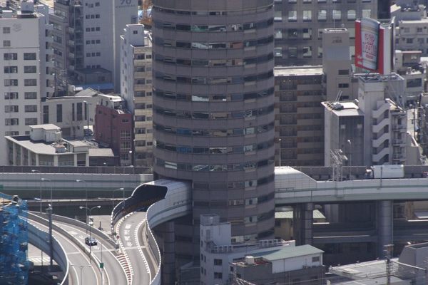 Hanshin Expressway passing through the Gate Tower Building.