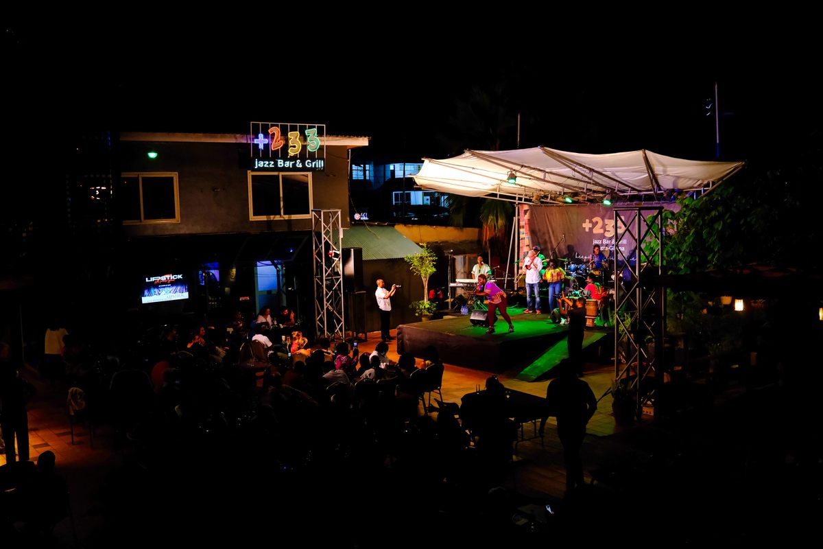 At +233, jazz, highlife, and fusion musicians take the stage five nights a week.